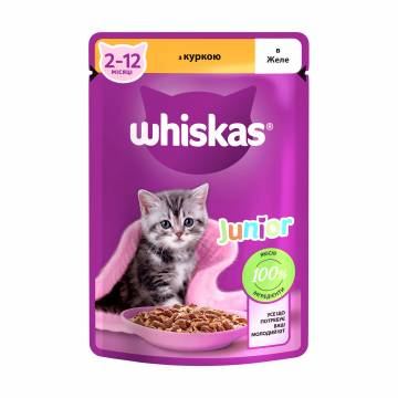 Влажный корм для котят Whiskas Junior с курицей в желе, 85 г Влажный корм для котят Whiskas Junior с курицей в желе, 85 г
