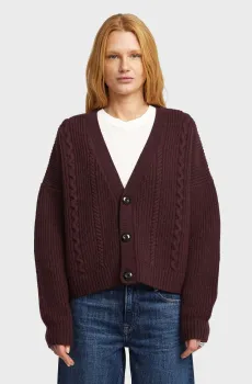Женский бордовый шерстяной кардиган Cable Бордовый S G-Star RAW D27729,D770