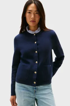 Женский темно-синий двусторонний кардиган JERSEY Синий L Tommy Hilfiger WW0WW40846