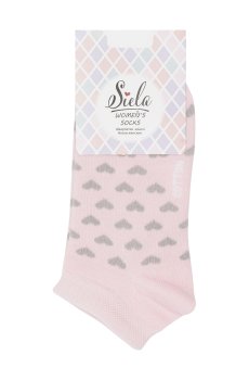 Носки женские Siela RT1312-082 короткие, розовые с серыми сердцами, размер 36-39
