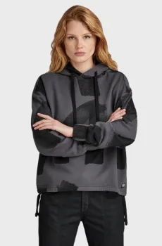Женское темно-серое худи с узором Серый L G-Star RAW D24384,D589