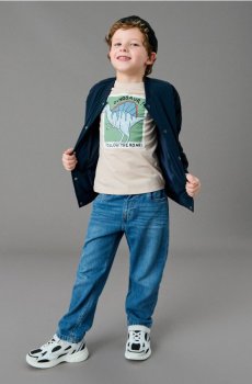 Джинси вільного крою з регульованим поясом - синій