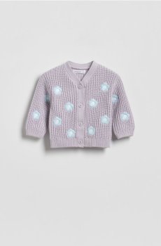 Reserved - Бавовняний кардиган з вишивкою - лавандовий - 724IM-04X