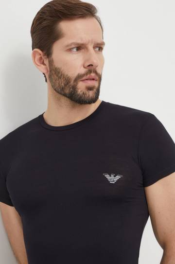 Футболка лаунж Emporio Armani Underwear 2 шт цвет чёрный с принтом 111670 4R733 Футболка лаунж Emporio Armani Underwear 2 шт цвет чёрный с принтом 111670 4R733