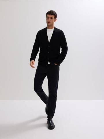 Reserved - Кардиган з мериносової вовни - чорний - 443GQ-99X