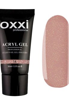 Акрил-гель для ногтей Oxxi Professional Acryl Gel 14 Нежный розовый микроблеск, 30 мл