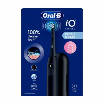 Уценка! Электрическая зубная щетка Oral-B iO Series 2 Clean & Care Ультрачерная, с дорожным чехлом, 1 шт Уценка! Электрическая зубная щетка Oral-B iO Series 2 Clean & Care Ультрачерная, с дорожным чехлом, 1 шт