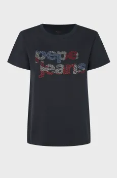 Женская темно-синяя футболка Синий XS Pepe Jeans PL505970