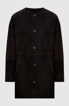 Темно-коричневое замшевое пальто WAREN
