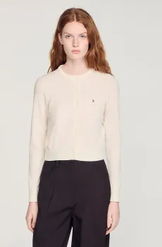 Женский белый кардиган Белый S Sandro SFPCA01377_Ecru