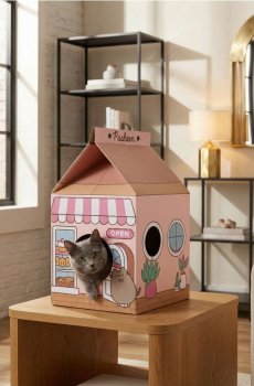 Картонний будиночок для кота з функцією дряпалки Pusheen the Cat - різнобарвний