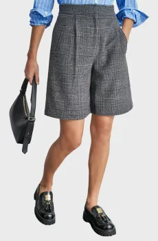 Женские серые шерстяные шорты в клетку Серый 4 DKNY D2G4A193