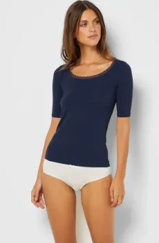 Женская тёмно-синяя футболка WARM ME UP Синий XS Etam 6536004