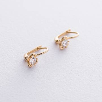 Золотые серьги с фианитами с05964 Золотые серьги с фианитами с05964