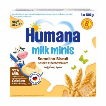 Пудинг манный Humana Milk Minis Semolina Biscuit с печеньем, от 8 месяцев, 4*100 г Пудинг манный Humana Milk Minis Semolina Biscuit с печеньем, от 8 месяцев, 4*100 г