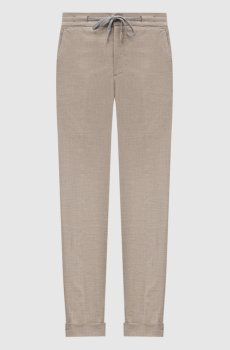 Бежевые брюки из кашемира и шелка