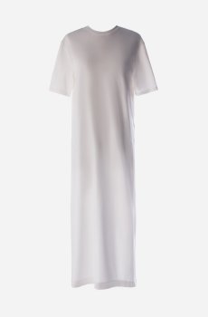 Біла трикотажна сукня-футболка максі
