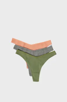 Женские трусики-танга (3 шт) JOHN Разноцветный XS Etam 6539634