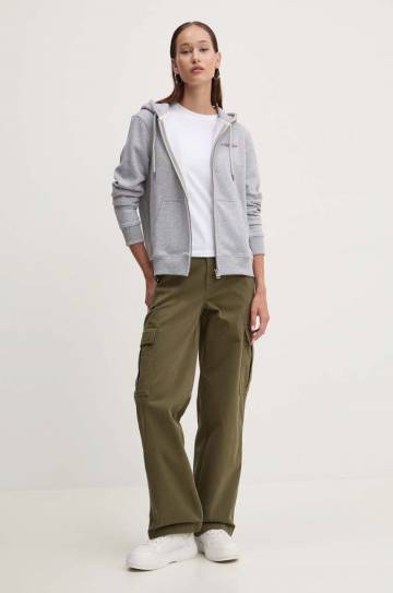 Кофта Guess Jeans женская цвет серый с капюшоном с принтом W4YQ13 KC811 Кофта Guess Jeans женская цвет серый с капюшоном с принтом W4YQ13 KC811