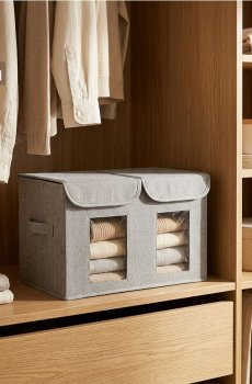 Складна коробка для зберігання з віконцями та кришкою - сірий