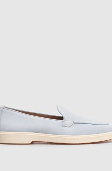 Голубые замшевые лоферы