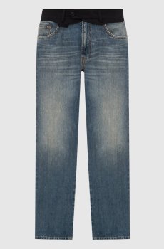 Синие джинсы с эффектом потертости