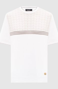 Футболка цвета айвори с шелком с узором