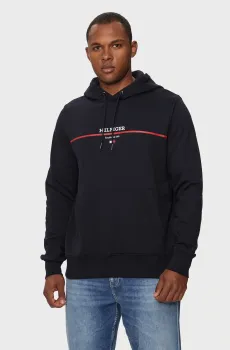 Мужское темно-синее худи HILFIGER STRIPE TERRY Синий L Tommy Hilfiger MW0MW35556