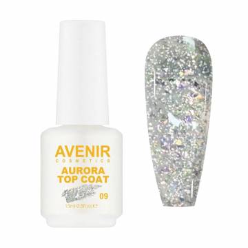 Топ для гель-лака Avenir Cosmetics Aurora Top Coat 09, 15 мл Топ для гель-лака Avenir Cosmetics Aurora Top Coat 09, 15 мл
