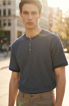 Футболка Henley з бавовною - синій