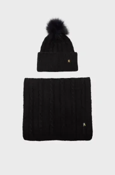 Женский набор аксессуаров (шапка, шарф) TH TIMELESS BEANIE POM&SCARF GP Синий ONESIZE Tommy Hilfiger AW0AW17158