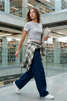 Ребриста basic футболка з контрастною окантовкою та домішкою віскози - сірий