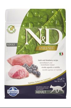 Беззерновой сухой корм для взрослых кошек Farmina N&D Prime Adult с говядиной и черникой, 300 г