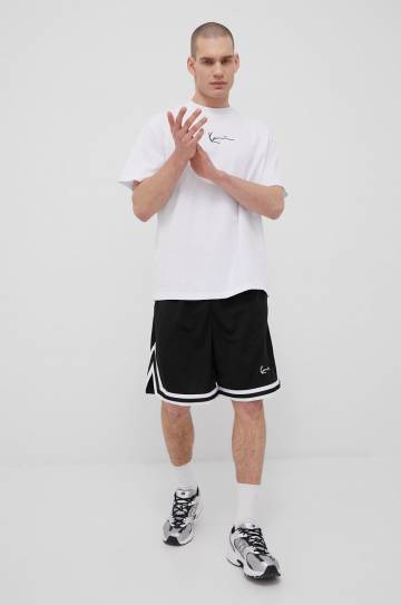 Хлопковая футболка Karl Kani цвет белый с аппликацией KKMQ12002WHT-white Хлопковая футболка Karl Kani цвет белый с аппликацией KKMQ12002WHT-white