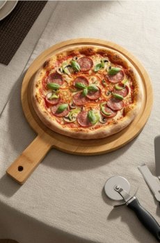 Бамбукова сервірувальна таця з ручкою - коричневий