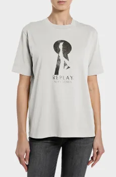 Женская серая футболка Серый M Replay W3379G.000.22658D