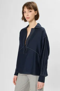 Женская темно-синяя блуза Синий 38 BOSS 50553867;404