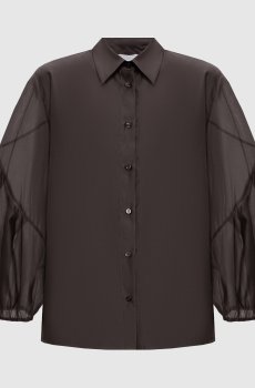 Коричневая блуза с шелком