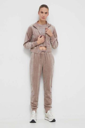 Футболка из велюра Guess COUTURE цвет розовый V3BI01 KBXI2 Футболка из велюра Guess COUTURE цвет розовый V3BI01 KBXI2