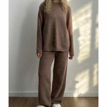 Комплект женский вязаный Twins штаны и кофта, коричневый, размер one size (14821) Комплект женский вязаный Twins штаны и кофта, коричневый, размер one size (14821)