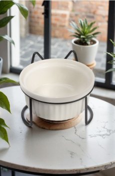 Миска для тварин із металевою підставкою - білий