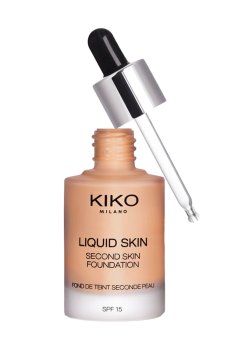 Уценка! Тональная основа для лица Kiko Milano Liquid Skin Second Skin Foundation SPF 15, 70 Warm Beige, 30 мл