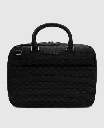 Черный кожаный портфель Chevrette Woven Черный кожаный портфель Chevrette Woven