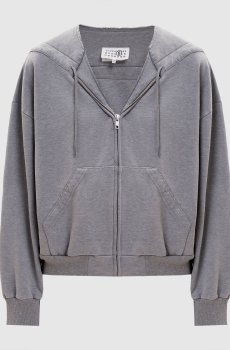 Серая меланжевая спортивная куртка с винтажным эффектом