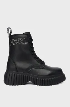 Женские черные кожаные ботинки Черный 37 Karl Lagerfeld KL44475;000