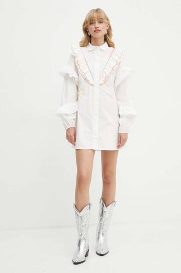 Хлопковое платье Never Fully Dressed Austin Mini цвет белый mini расклешённое NFDDR1436 Хлопковое платье Never Fully Dressed Austin Mini цвет белый mini расклешённое NFDDR1436