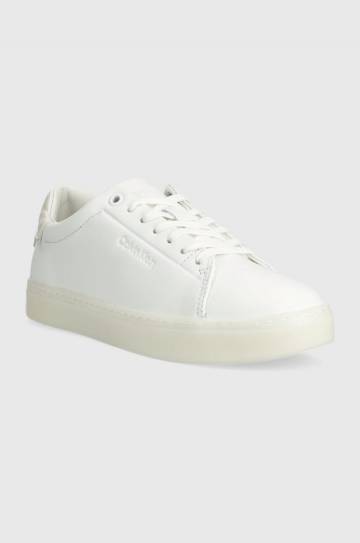 Кожаные кроссовки Calvin Klein CUPSOLE LACE UP PEARL цвет белый HW0HW01897 Кожаные кроссовки Calvin Klein CUPSOLE LACE UP PEARL цвет белый HW0HW01897