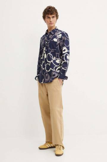 Хлопковая рубашка Desigual SAMSON мужская цвет синий regular классический воротник 24WMCW26 Хлопковая рубашка Desigual SAMSON мужская цвет синий regular классический воротник 24WMCW26