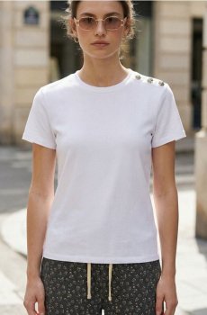 Бавовняна блузка з коротким рукавом - білий