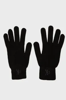 Мужские черные шерстяные перчатки THICK EMBROIDERY Черный ONESIZE Calvin Klein K50K512462
